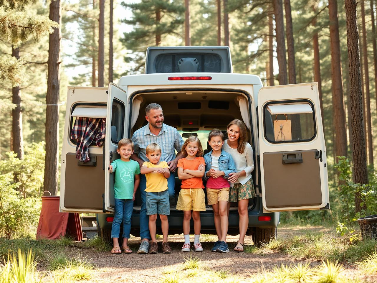 Familie beim Camping